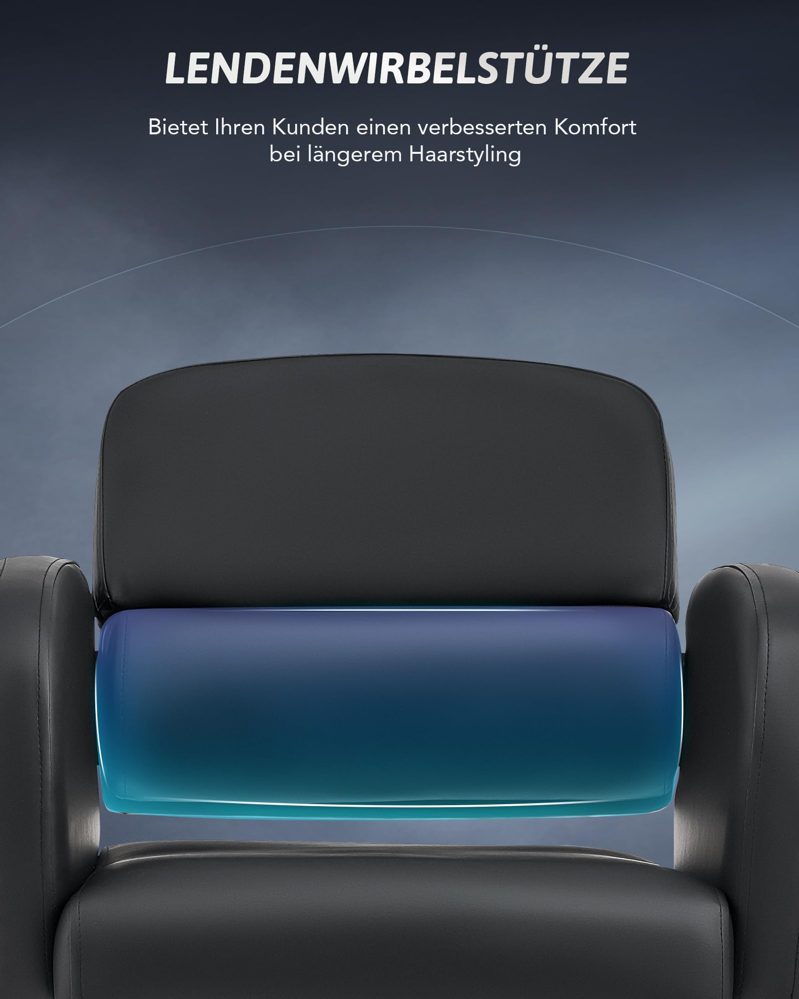 CO-Z Friseurstuhl Schwarz 41-56 cm Höhenverstellbar 360° Drehbar 250KG Barberstuhl