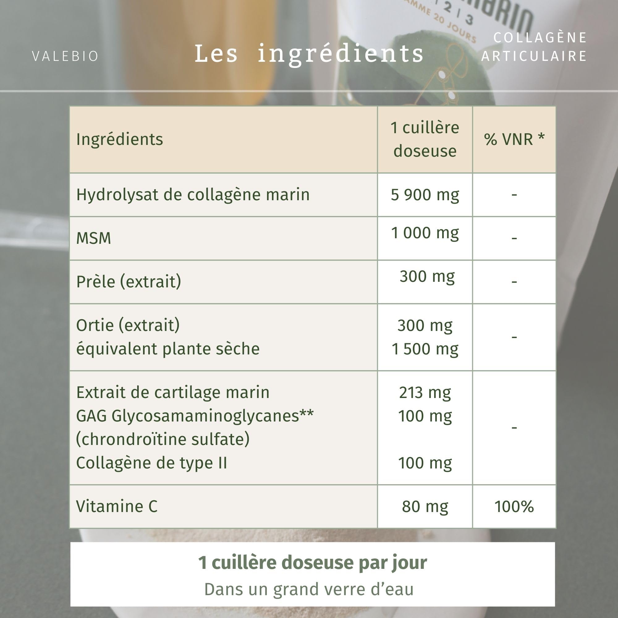 Collagene Marin type 1-2-3 | Confort et souplesse articulaire | 180g, collagene poudre | Valebio