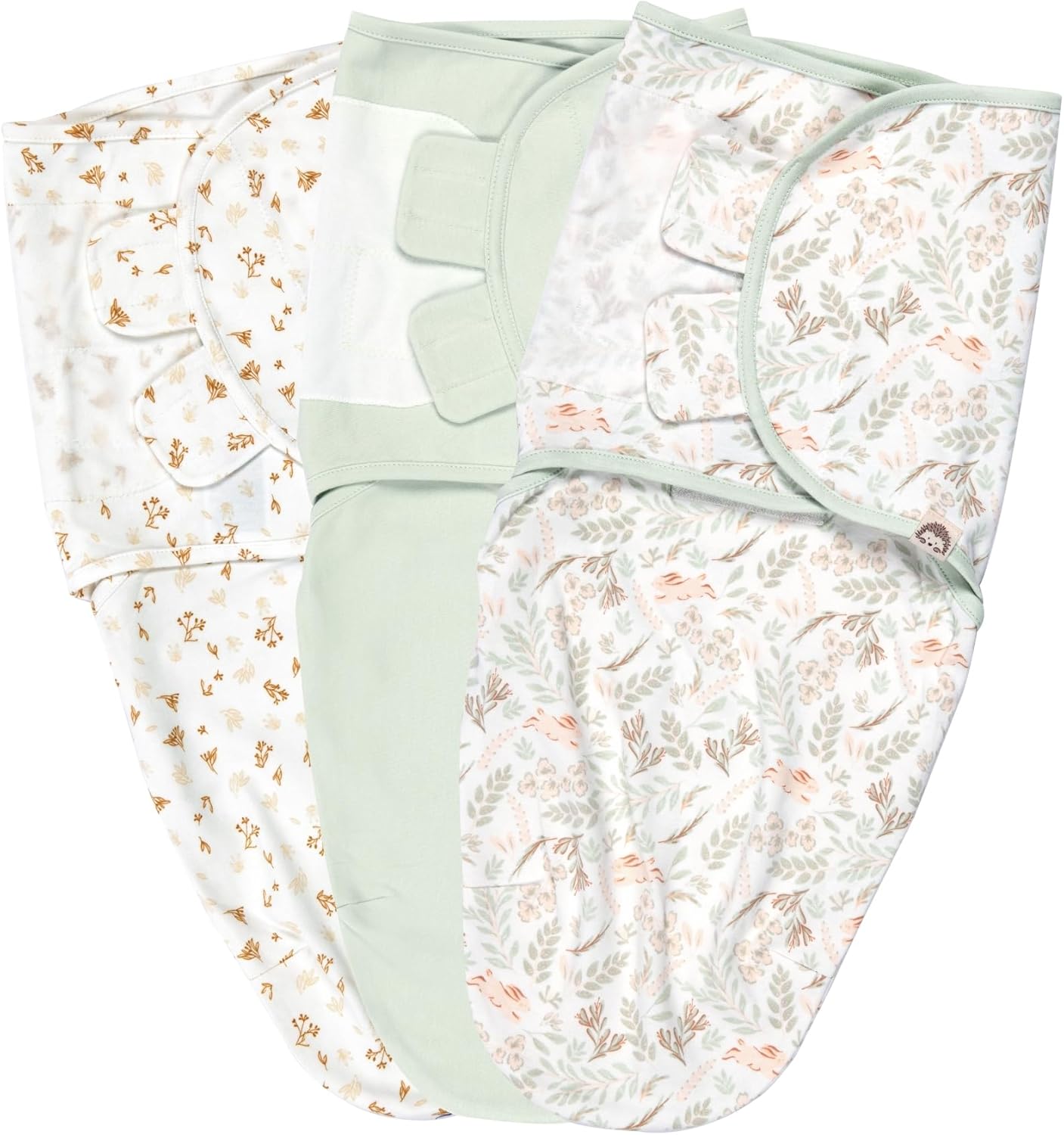100% Cotton 3-Pack Baby Swaddle Sleep Sack 0-3 Months - Gender Neutral Swaddle Newborn to 3 M, Adjustable Swaddles for Newborns Blankets, Babies Gift Set, Designed in France, Green Woodland Collection