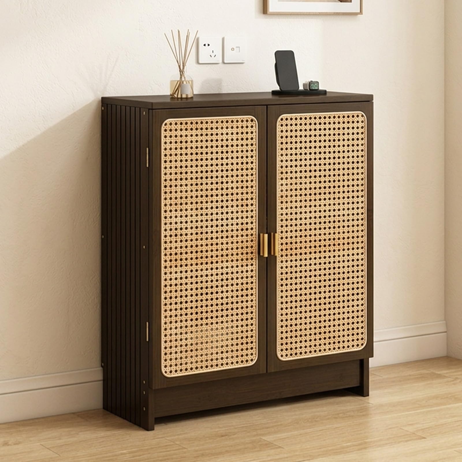 Organiseur multimédia ventilé et meuble modem avec étagères