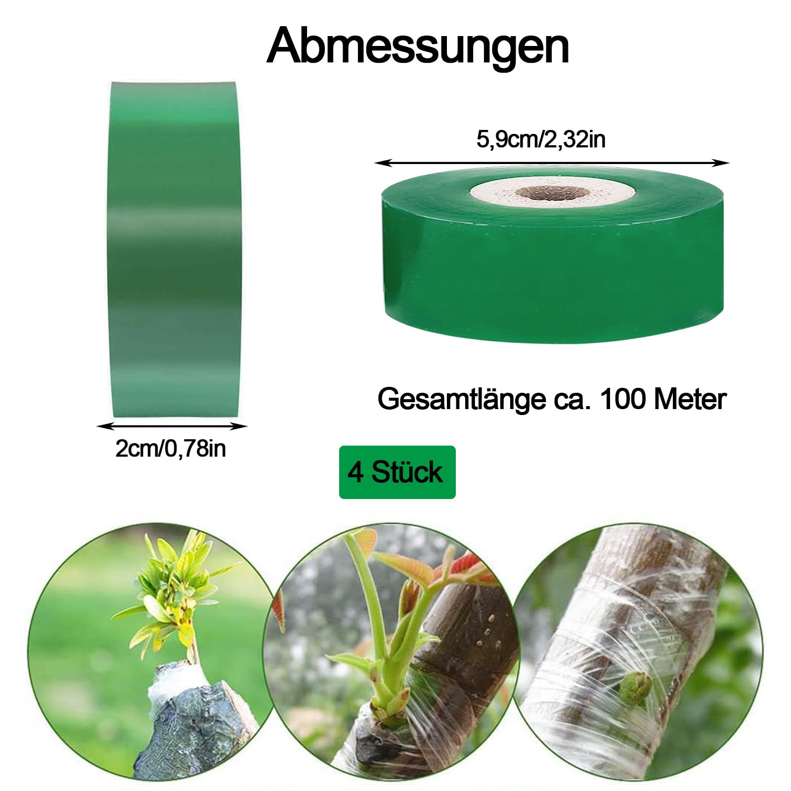 Nastro Per Innesti Trasparente - 4 Rotoli Da 2 Cm X 100m Per Gemme E Riparazione Piante - Foto 8