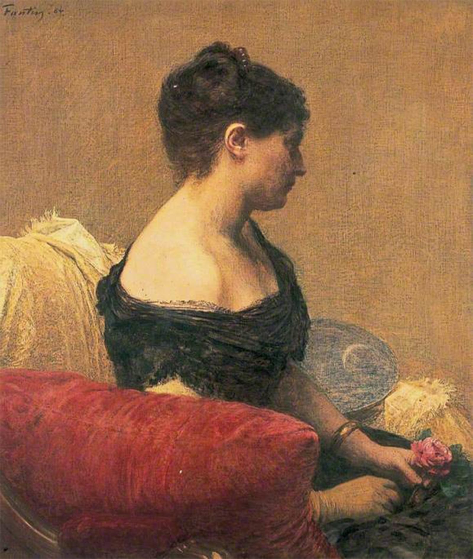 ARTXLXXBN Famous Painting Canvas Artwork Graffiti Print Mme Léon by Henri Fantin-latour Portrait Canvas Image for Home Decor 60x90cm