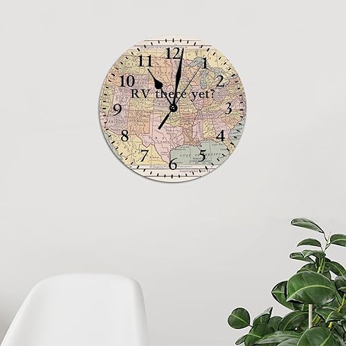 Miniatura 6 de ArogGeld Reloj colgante de PVC There Yet con mapa del mundo, 10 pulgadas, silencioso sin tictac, funciona con pilas, divertido reloj de pared grande