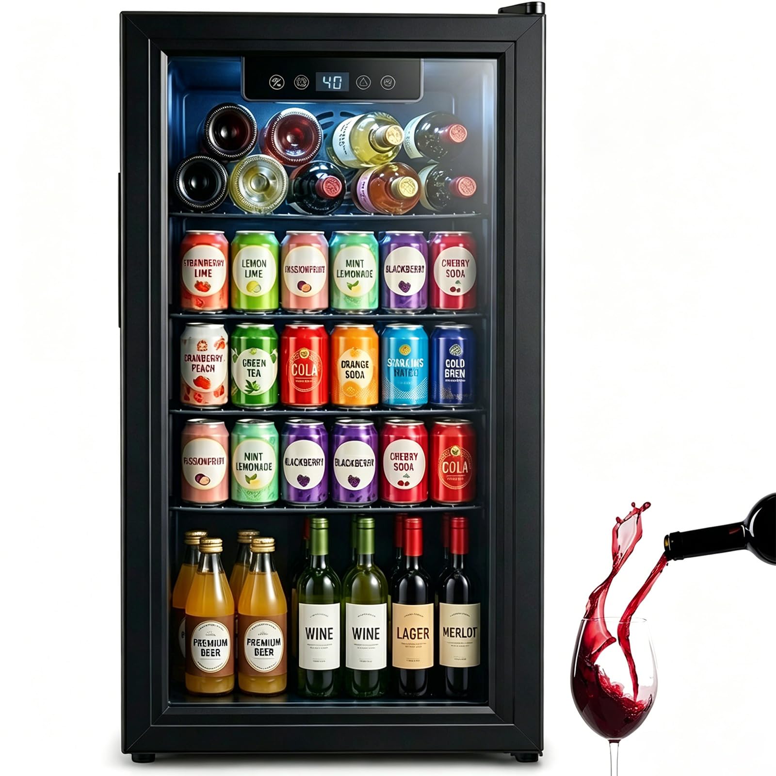 PLENTORA PT-Drink Fridge-3.2-2 3.2 cu ft Beverage Cooler