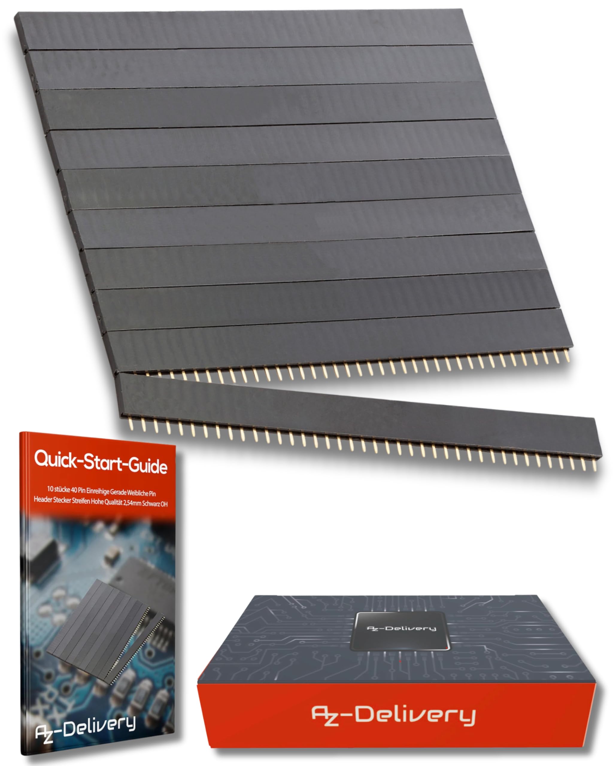 Connecteurs Femelles 40 Broches AZ-Delivery | Lot De 30 | Pas 2,54mm | Droit Une Rangée | Pour Projets électroniques