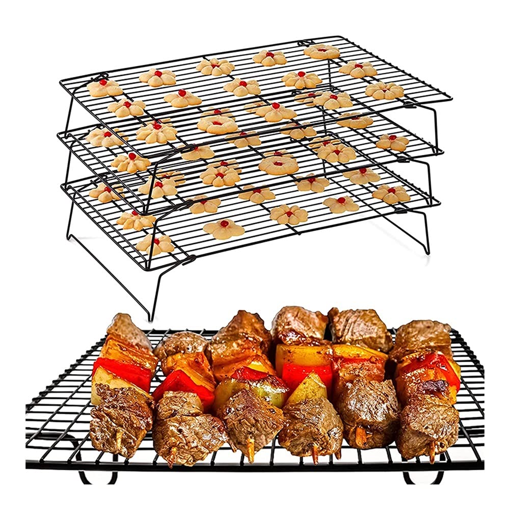 Bandeja de enfriamiento del horno Rejilla de alambre antiadherente de acero inoxidable Bandeja para hornear Rejilla de enfriamiento de pasteles Horno Cocina Pizza Pan Barbacoa Galleta Soporte para g