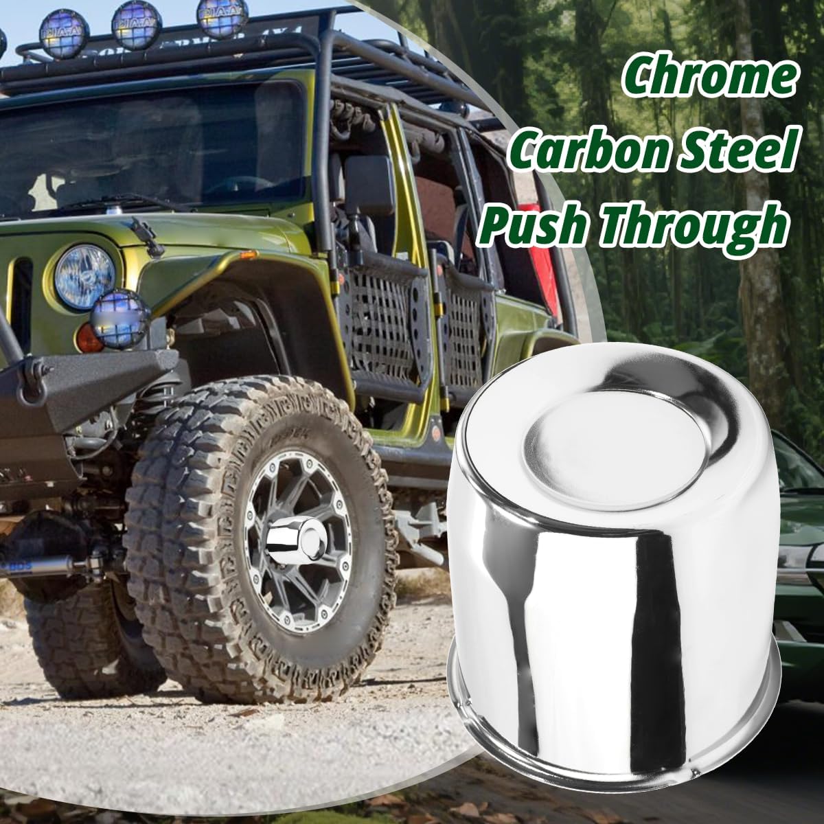 4 Pcs 5.15" Push Through Wheel Center Caps for Truck Trailer RV - Carbon Steel Closed-end Hub Caps (Fits 5.15" Bore,5" Tall, Chrome)