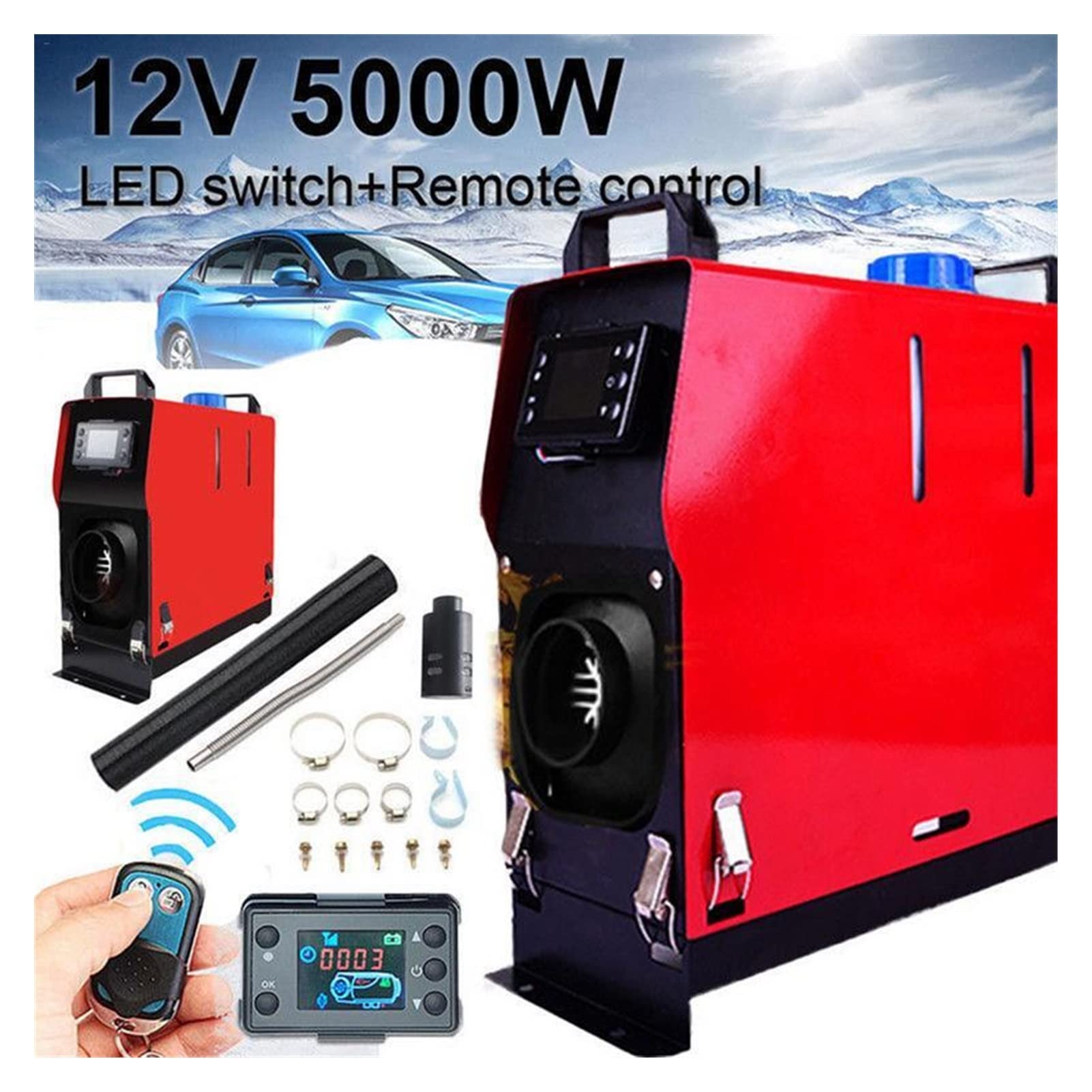 12 V/24 V 5000 W, wielofunkcyjny podgrzewacz powietrza do samochodu, z monitorem LCD i jednym otworem, ogrzewacz postojowy do samochodów ciężarowych, łodzi i maksymalizujący oszczędność paliwa (Ora