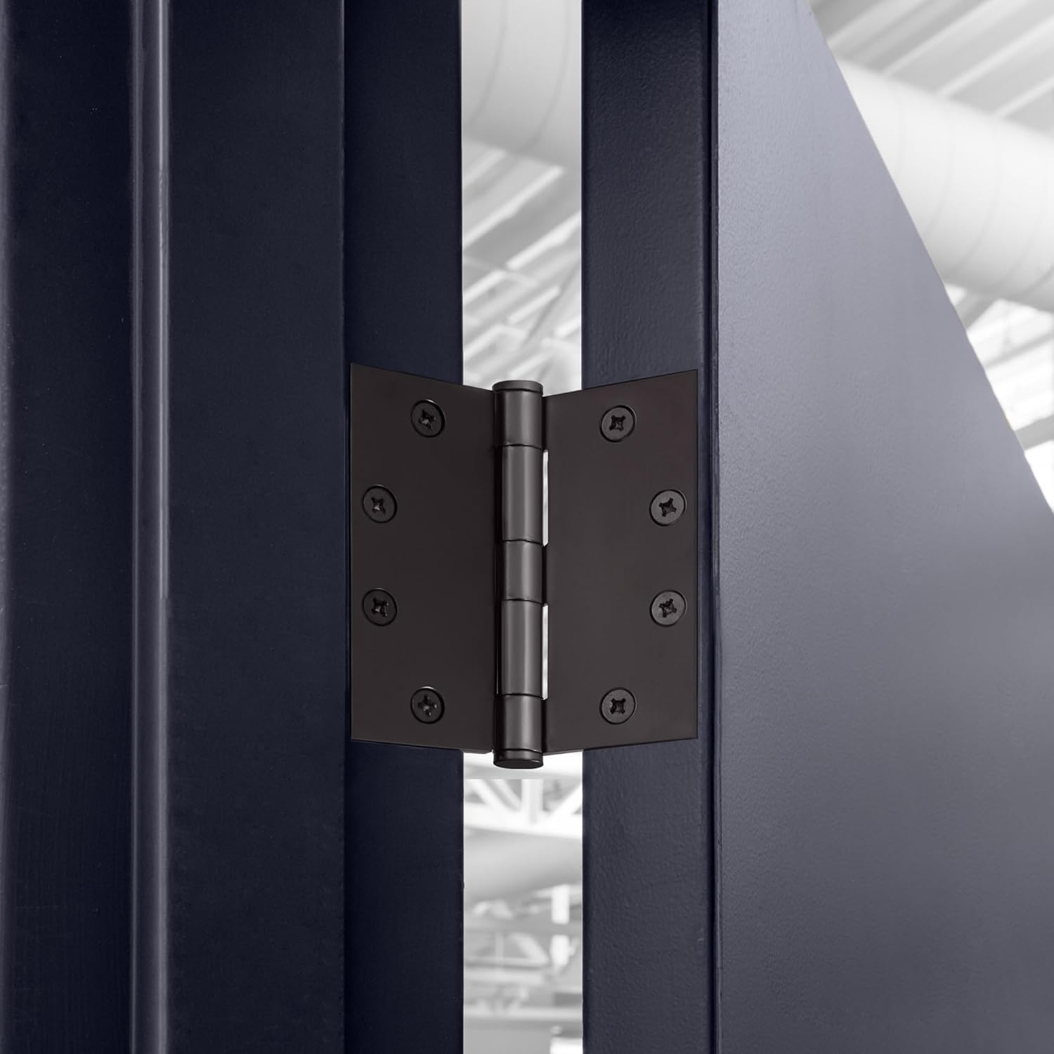 Design House Door Hinges for Interior Doors 9-Pack 4.5-inch x 4.5-inch – Square Steel Door Hinge – Matte Black – Fits Standard Doors – Design House 189902