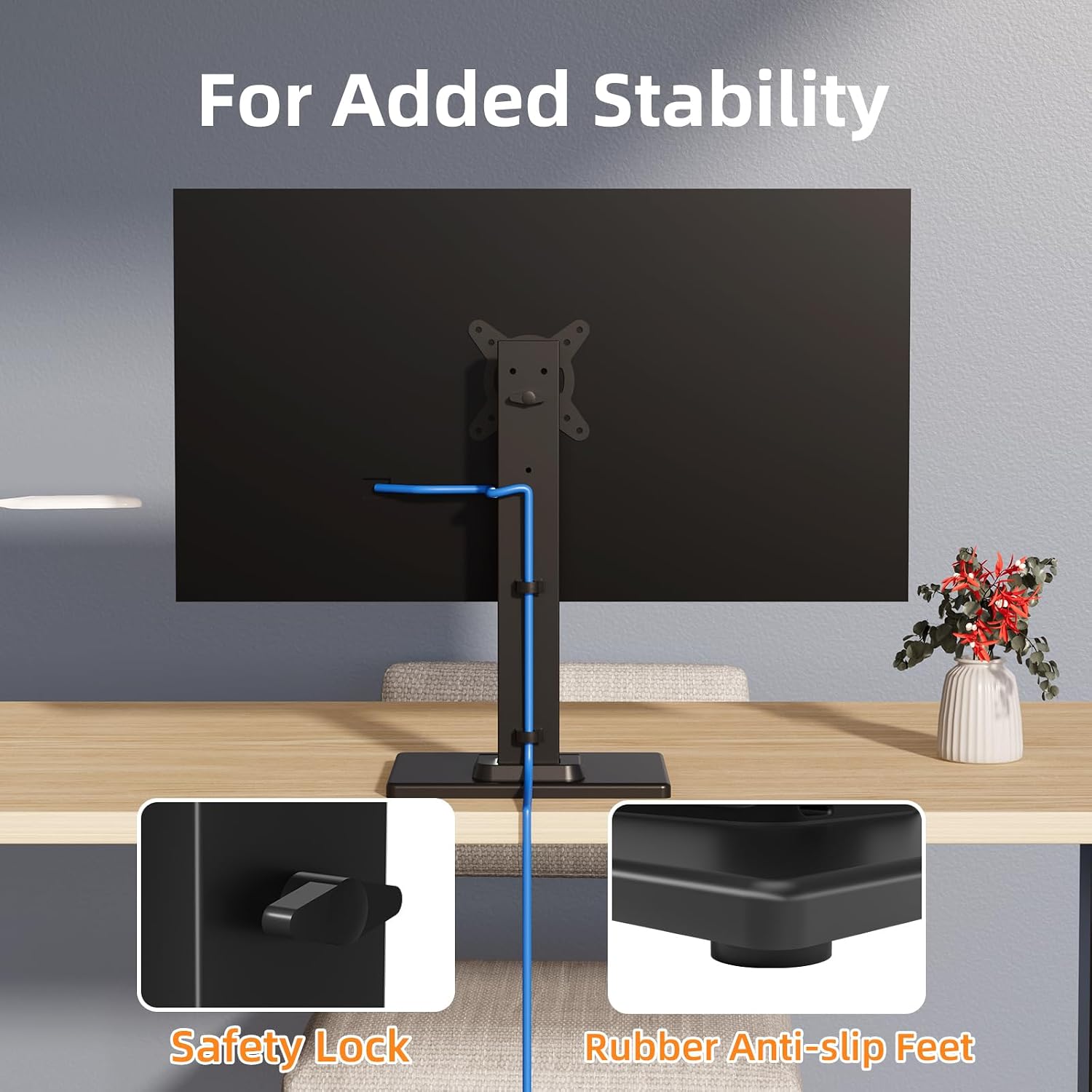 Suptek ML132 Monitor Stand Cable Management and Stability Features