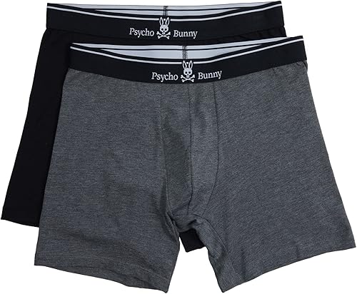 Psycho Bunny Paquete de 2 calzoncillos tipo bóxer sólidos mezclados gris negro SM Mixed Grey Black