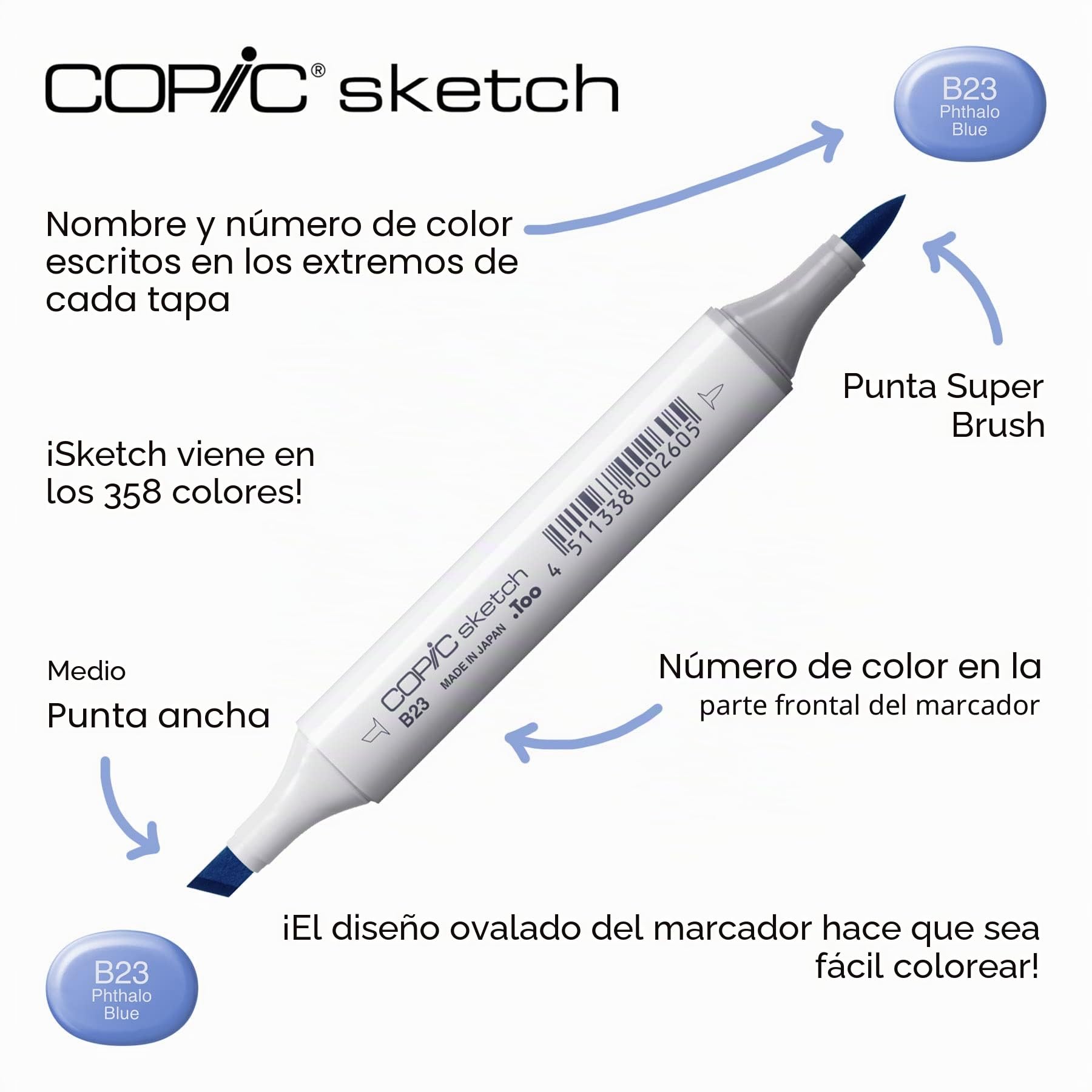 COPIC Sketch Set «Blending Basics», 6 rotuladores dobles con punta de anchura media y punta de pincel