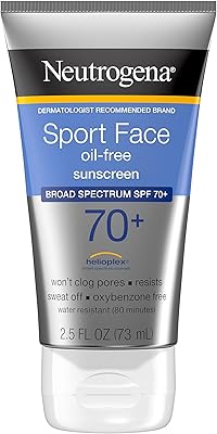 Neutrogena Sport Face Sunscreen SPF 70+, Oil-Free Facial Sunscreen Lotion with Broad Spectrum UVA/UVB Sun Protection, Swea...