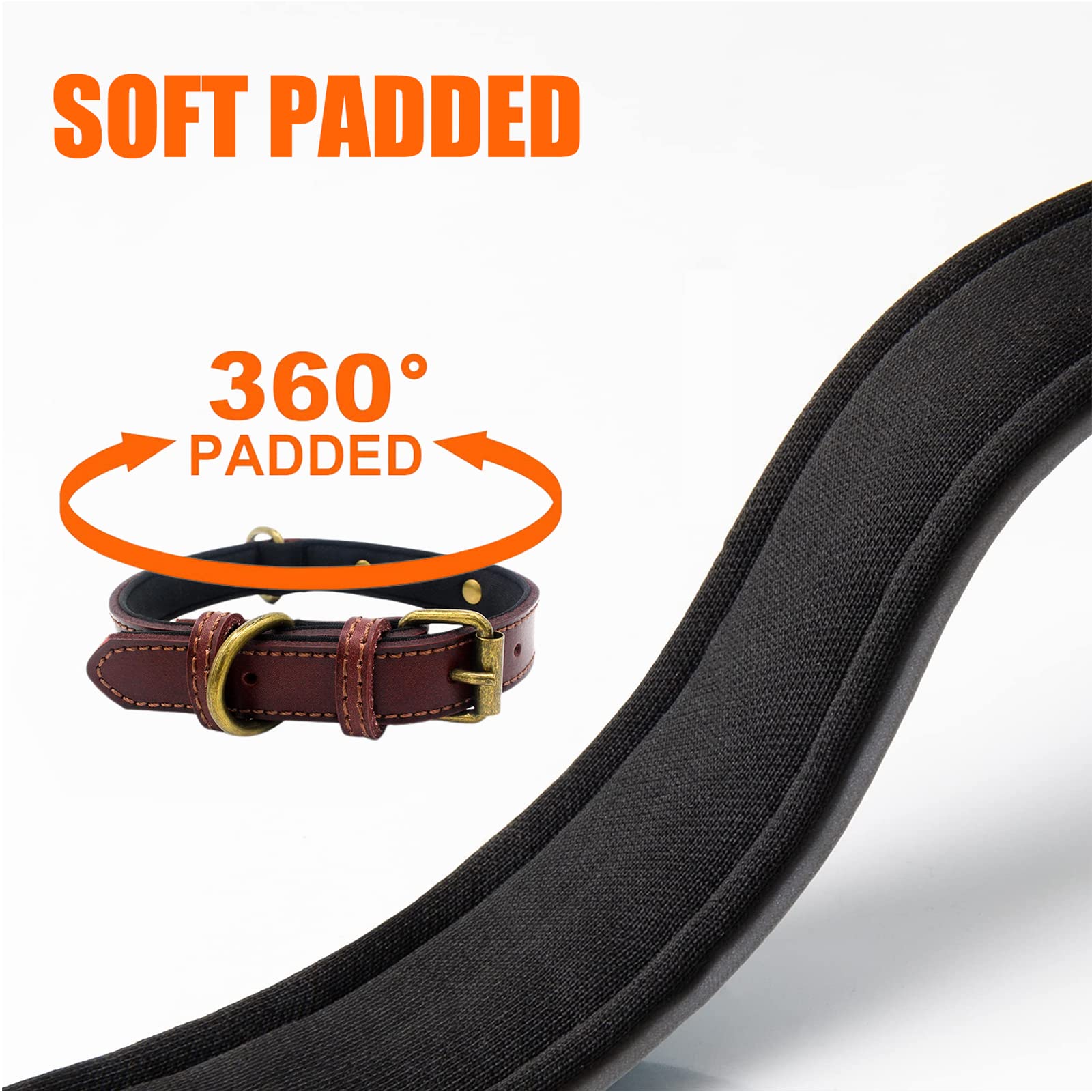 Collar Para Perro De Cuero Cosido Con Placa De Latón Grabada - TOP GRAVURES