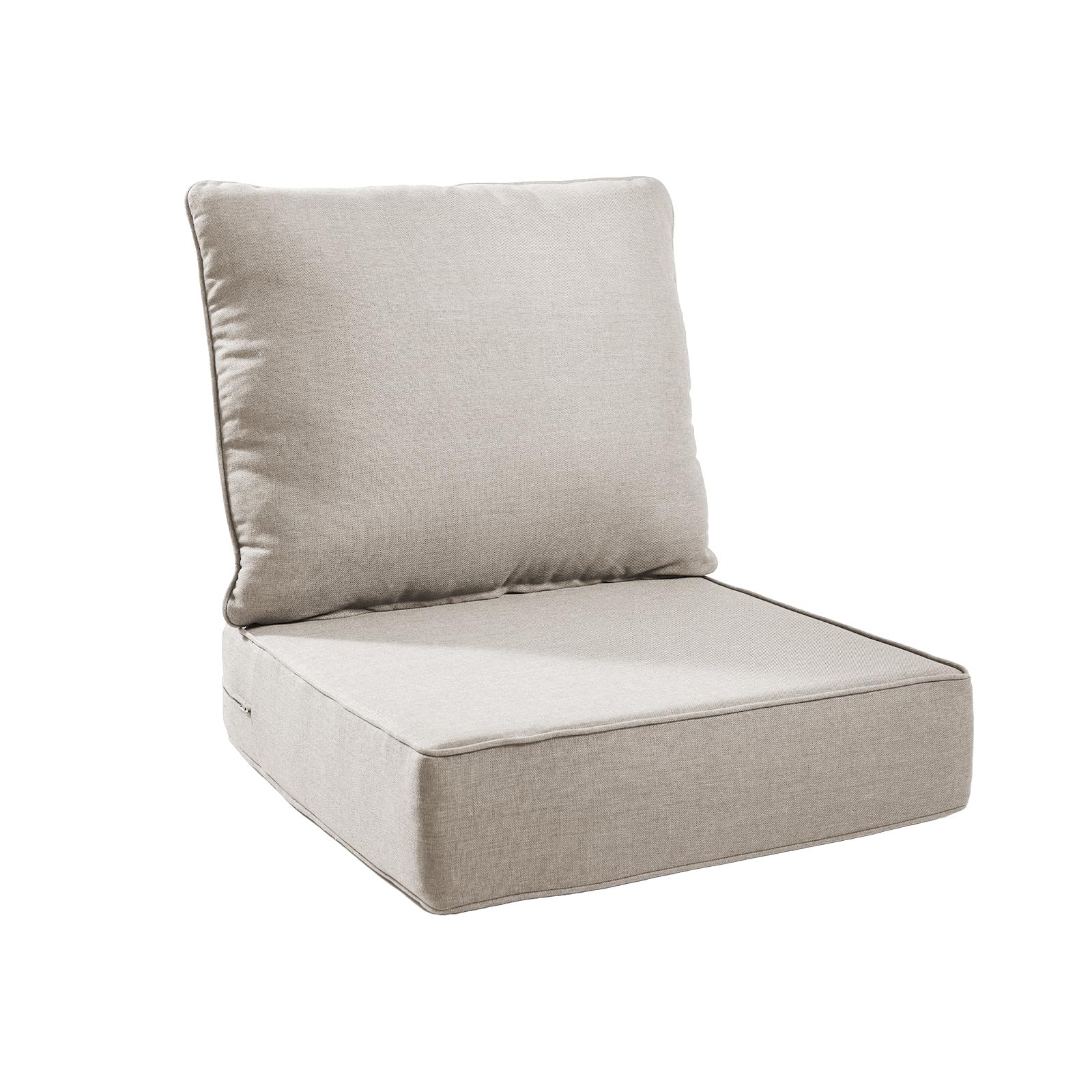 6" Thick Patio Chair Cushions - 22"* 24" Patio Furniture Cushions with Water Resistant &amp; Removable Cover, 28D High Density Sponge Patio Cushion for Outdoor Furniture Couch Chair Beige