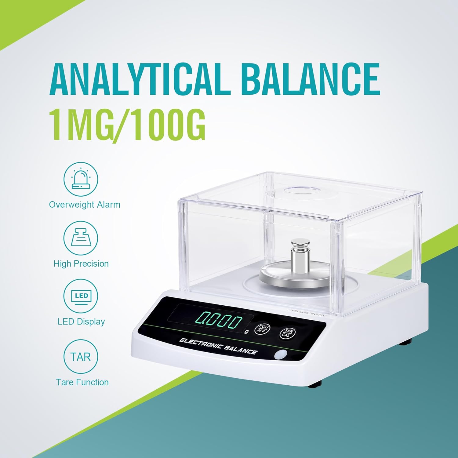 LICHEN Lab Scale 100gram x 0.001g High Precision Analytical Balance with Windshield Digital Display Jewelry Balance(100g,1mg)