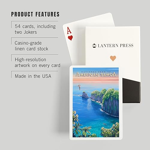 Miniatura 3 de Lantern Press Parque Nacional de Samoa Americana, pintura al óleo (52 cartas de juego, baraja de cartas de tamaño póquer con Jokers)