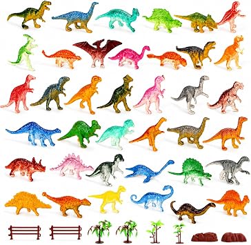46 Piece Dinosaur Figures Set, Mini Dinosaur Toys with Trees and Rocks