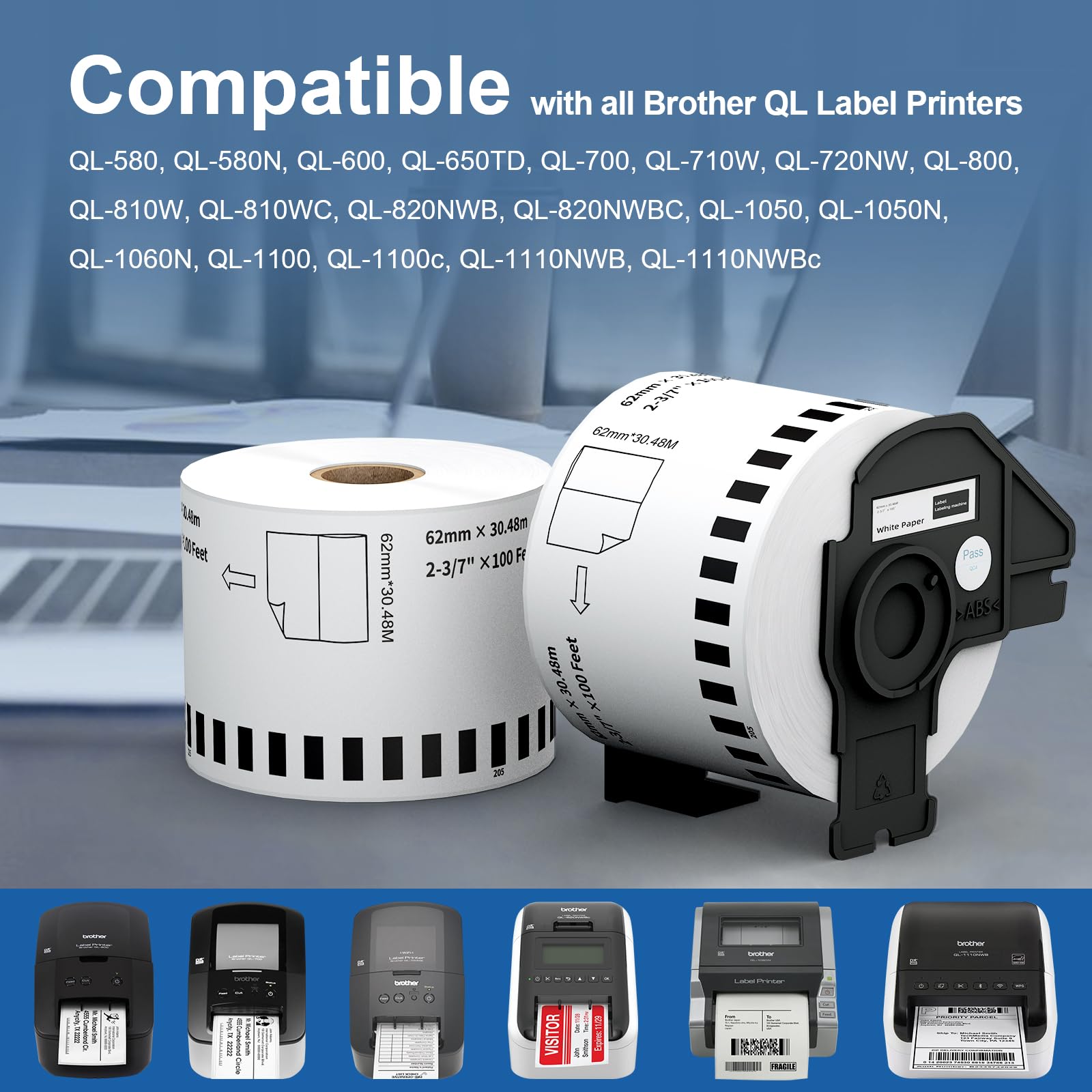 20 X Label DK22214 Continuous Labels Compatible With Brother QL-500, QL