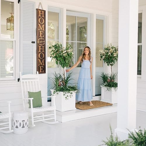 Vista 17 de Letrero de bienvenida para la puerta delantera, letrero de bienvenida de madera de 5 pies de alto para porche delantero, decoración para colgar