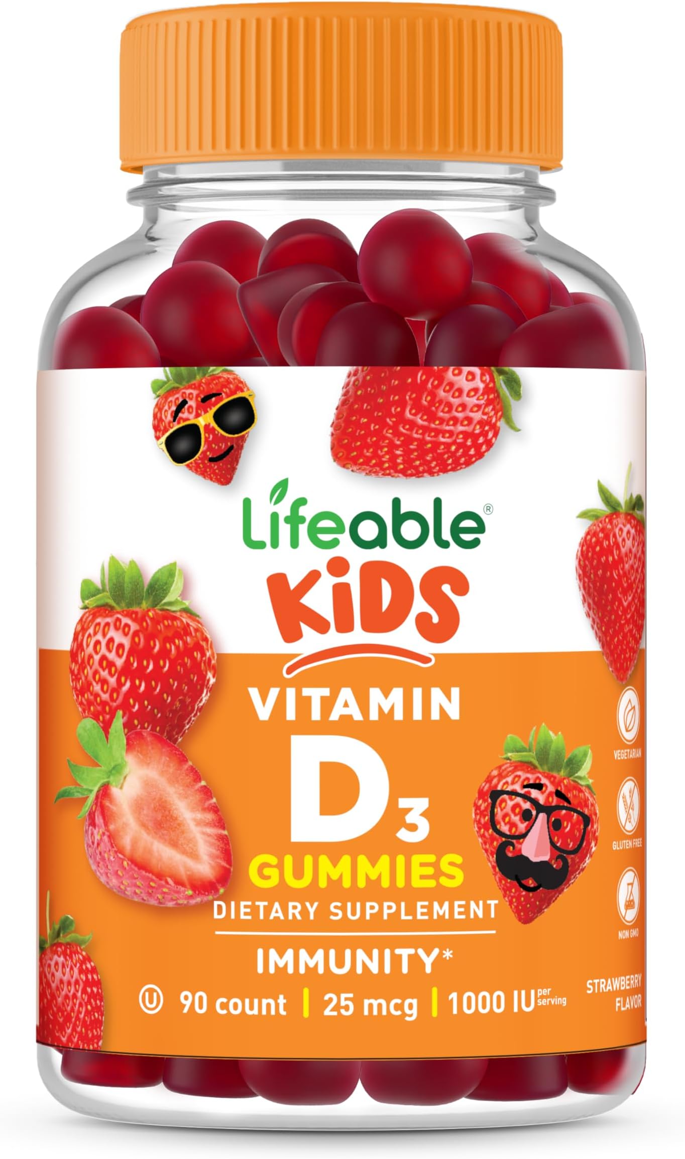 Kids Vitamin D Gummies | Vitamin D3 1000iu | Great Tasting Vitamin D3 Gummies | D3 Vitamin for Strong Healthy Bones and Immune Support | Vitamin D for Kids, Boys, Girls | 90 Gummies