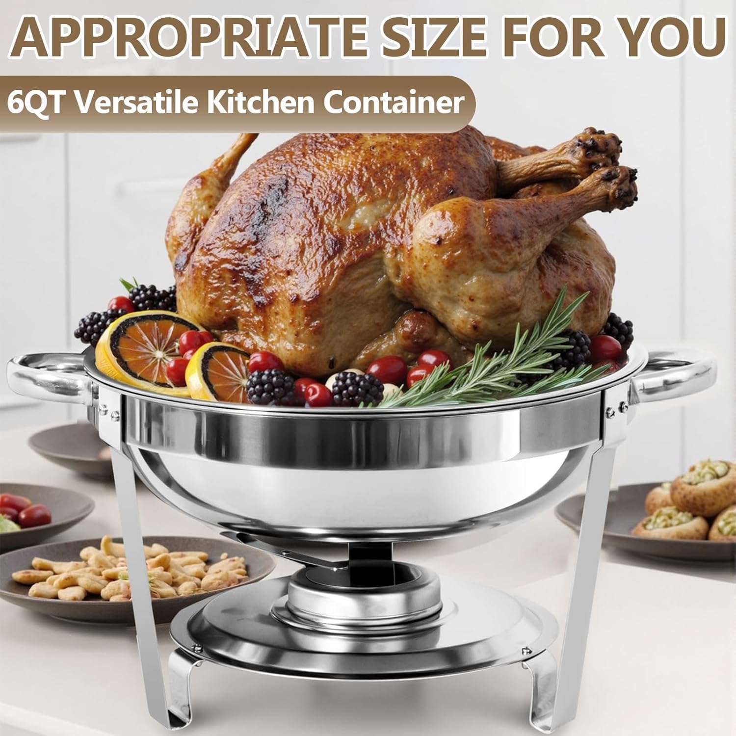 4 Pezzi Set Buffet Scaldavivande, Lid 4.5/6 Litre Cibo Scaldabagno Catering, Buffet Scaldabagno Scaldabagno Scaldabagno Scaldabagno, per Buffet Commerciale Cucina Domestica