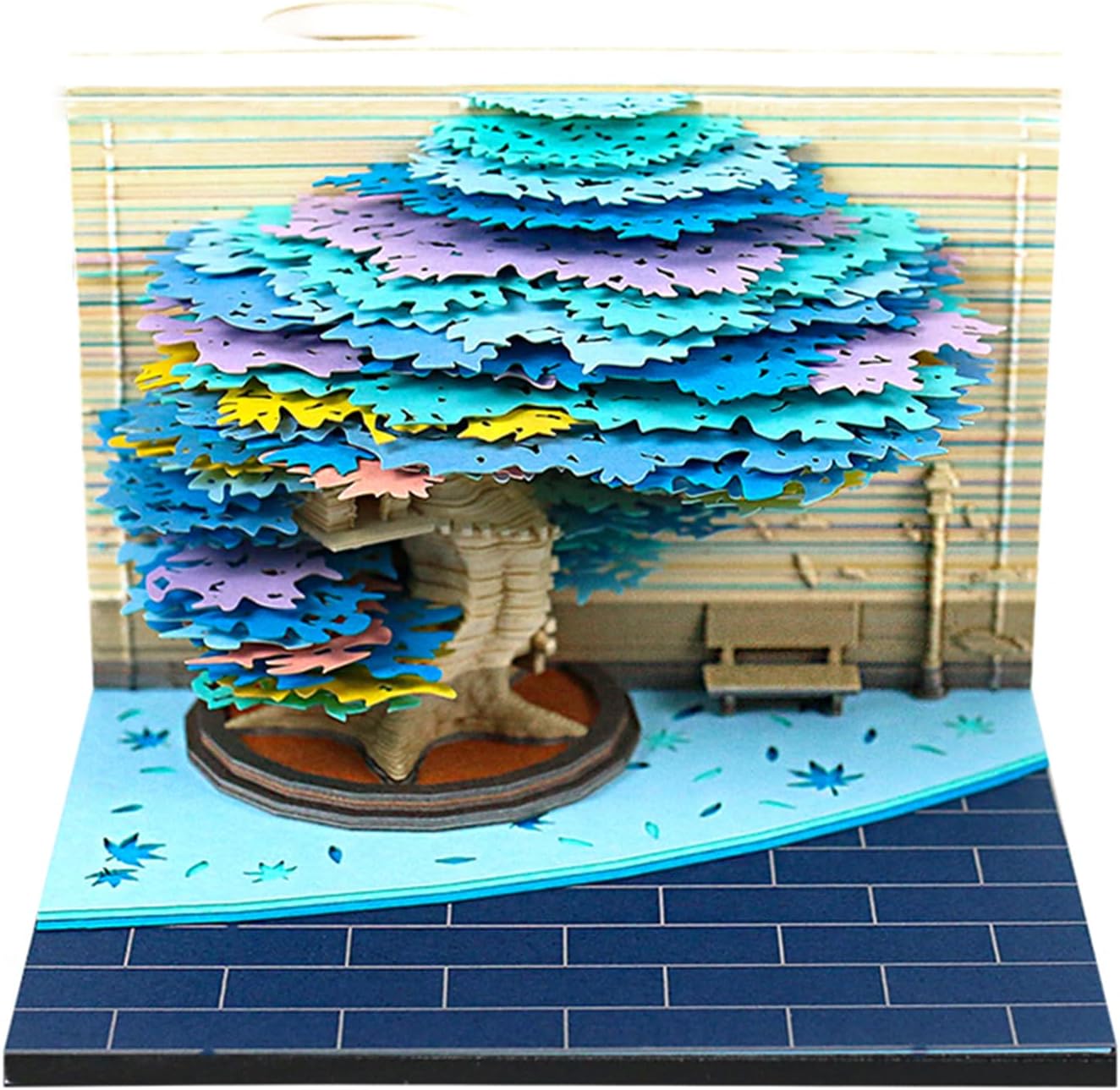 Time Piece Calendar 2026 Desk Calendar 3D Tear-away Paper Carving Art Memo Pad Notepad Gift for Christmas Housewarming Desktop Decoration (With Calendar. Without Light)