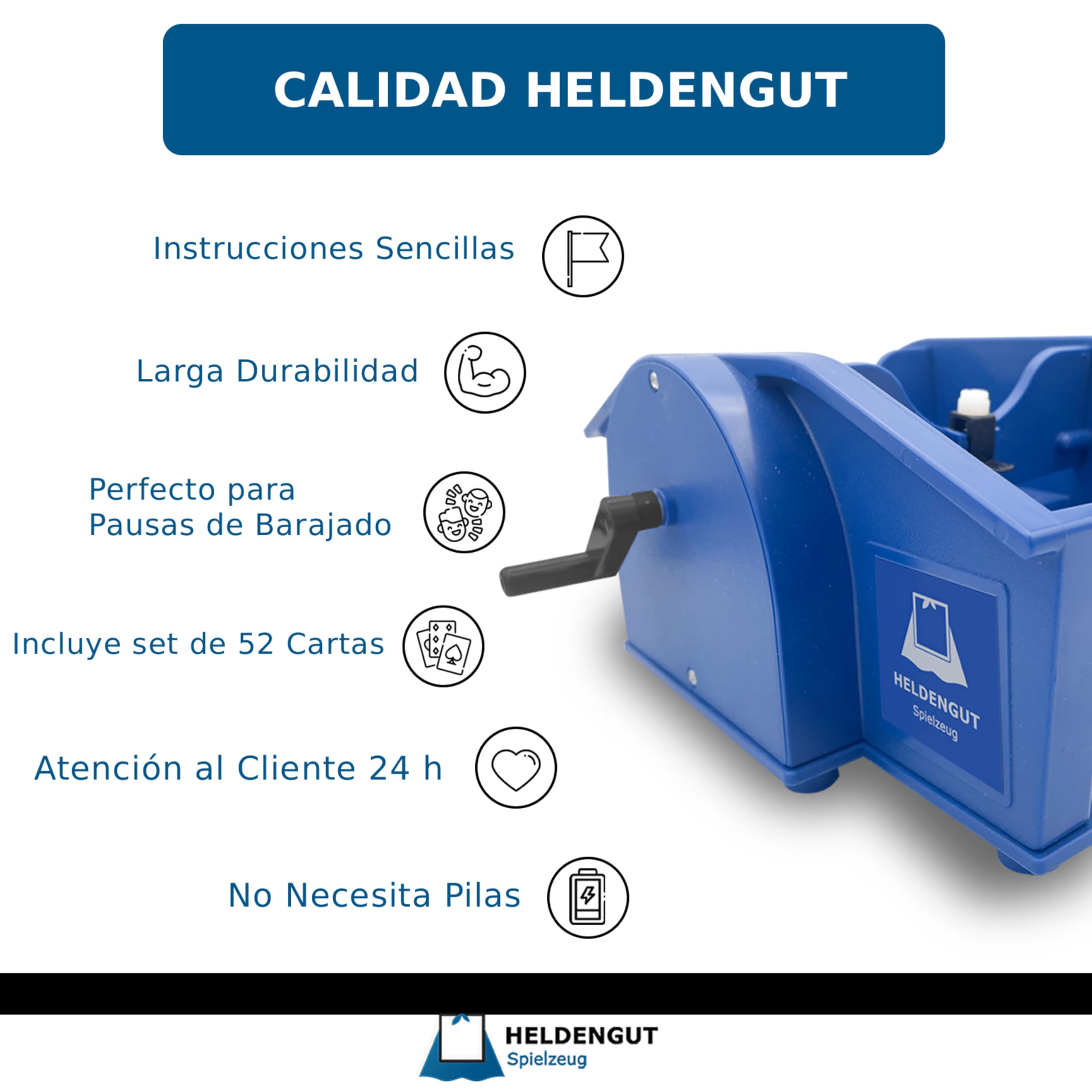 HELDENGUT Mezclador de Cartas Manual, Fácil de Usar y Duradero, Ideal para Póker, Blackjack, Bridge y Otros Juegos de Mesa
