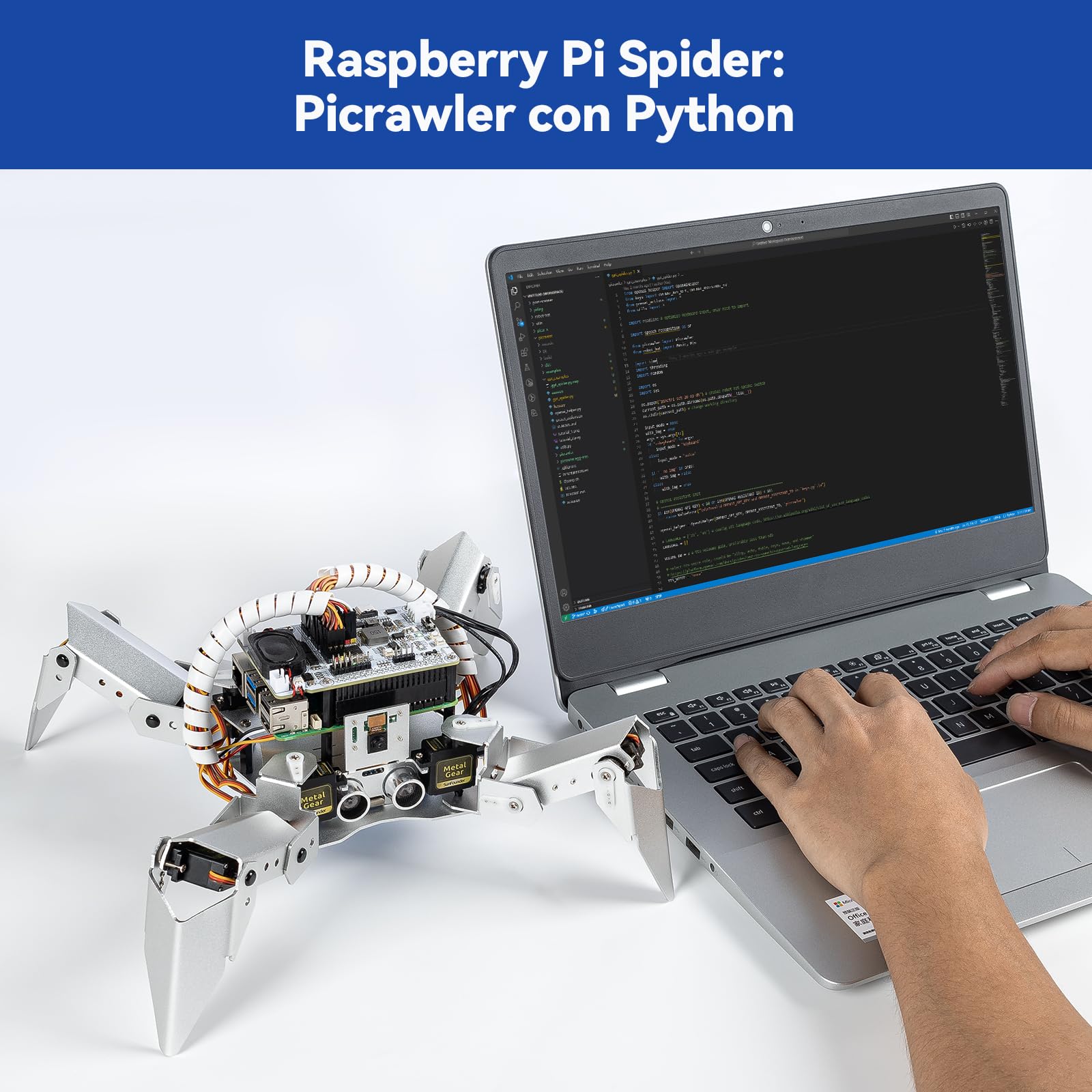 SUNFOUNDER PiCrawler AI Robot Kit para Raspberry Pi, Sombrero Robot, Módulo de Cámara, Multi-Función DIY Robots Biónicos para Niños y Adultos, Pilas Incluidas (Raspberry Pi NO Incluido)