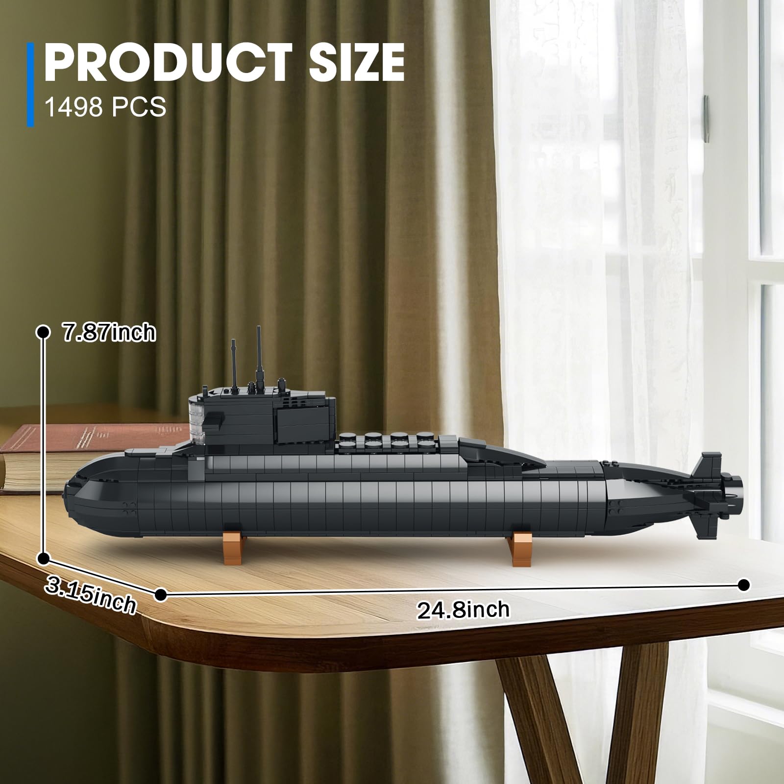 Reobrix Juegos de construcción de submarinos nucleares para adultos, kit de modelo submarino con luces 800, decoración técnica coleccionable para el hogar y oficina