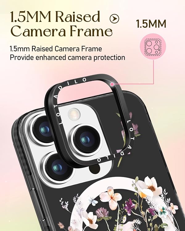 Lotadilo for iPhone 15 Pro Case for Women - Girls Kawaii Design Compatible with Magsafe Magnetic Ring Holder Stand Foral Flower Phone Covers Aesthetic Girly TPU Funda for 15 Pro by Lotadilo - Used condition - Image 3