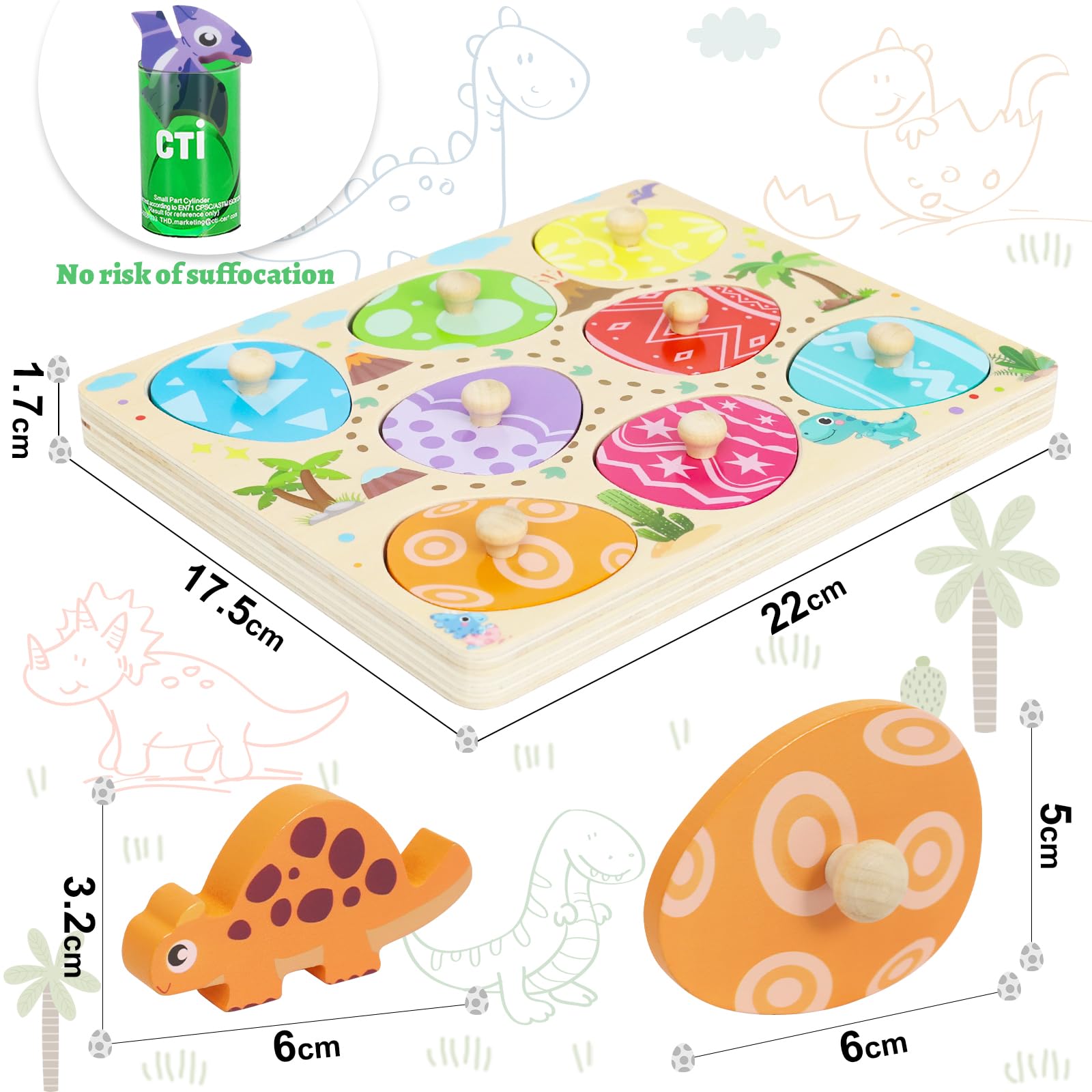 Dino Match Eieren Puzzel | Montessori Houten Puzzels Voor Peuters Van 1 3 Jaar