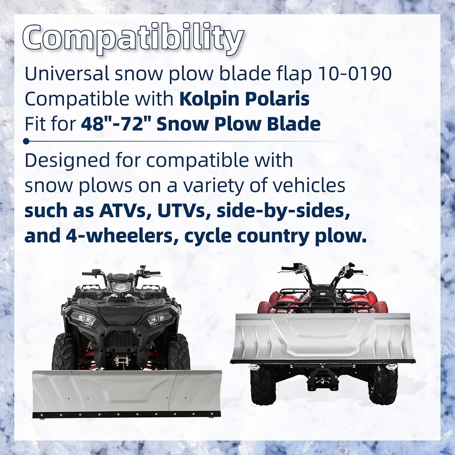 Universal Snow Plow Blade Flap Compatible with Kolpin & Polaris for 48"-72" Blades,72" x 6" x 1/4" Snow Plow Rubber Deflector Edge Fit for ATVs,UTVs,Side-by-Sides and 4-Wheelers,Snow Plow Accessories
