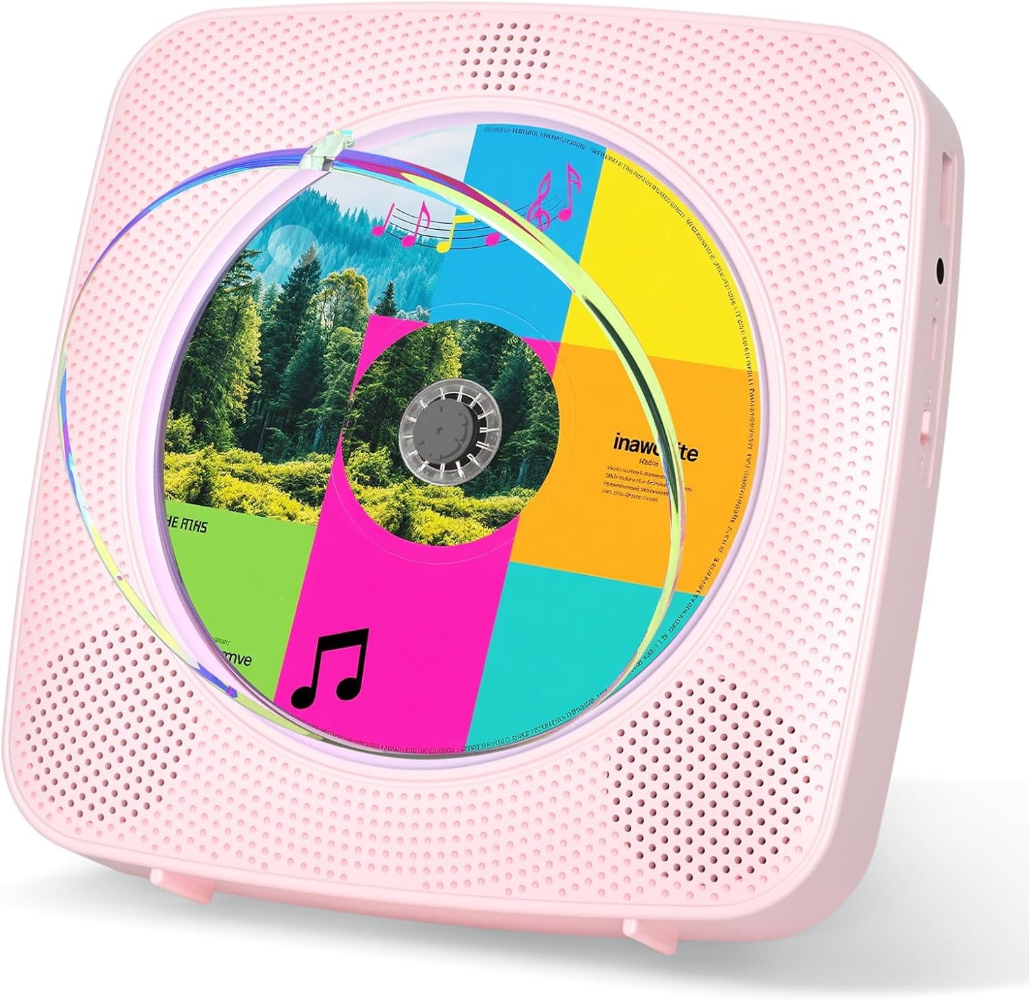 Gueray Y-01 CD Player, Bluetooth Receiver/Transmission, Wall Mountable, Built-in Stereo Speaker, CD Player, FM Radio, USB Play Mode, Easy Operation, Repeat/A-B Repeat Playback, MP3 Compatible