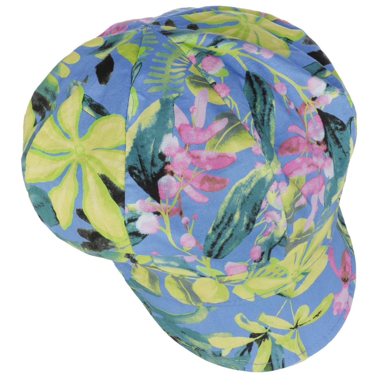 Seeberger Casquette Gavroche Colour Flowers Femme - en Coton avec Etiquette Baker Boy Visiere, Doublure Ete Printemps-ete