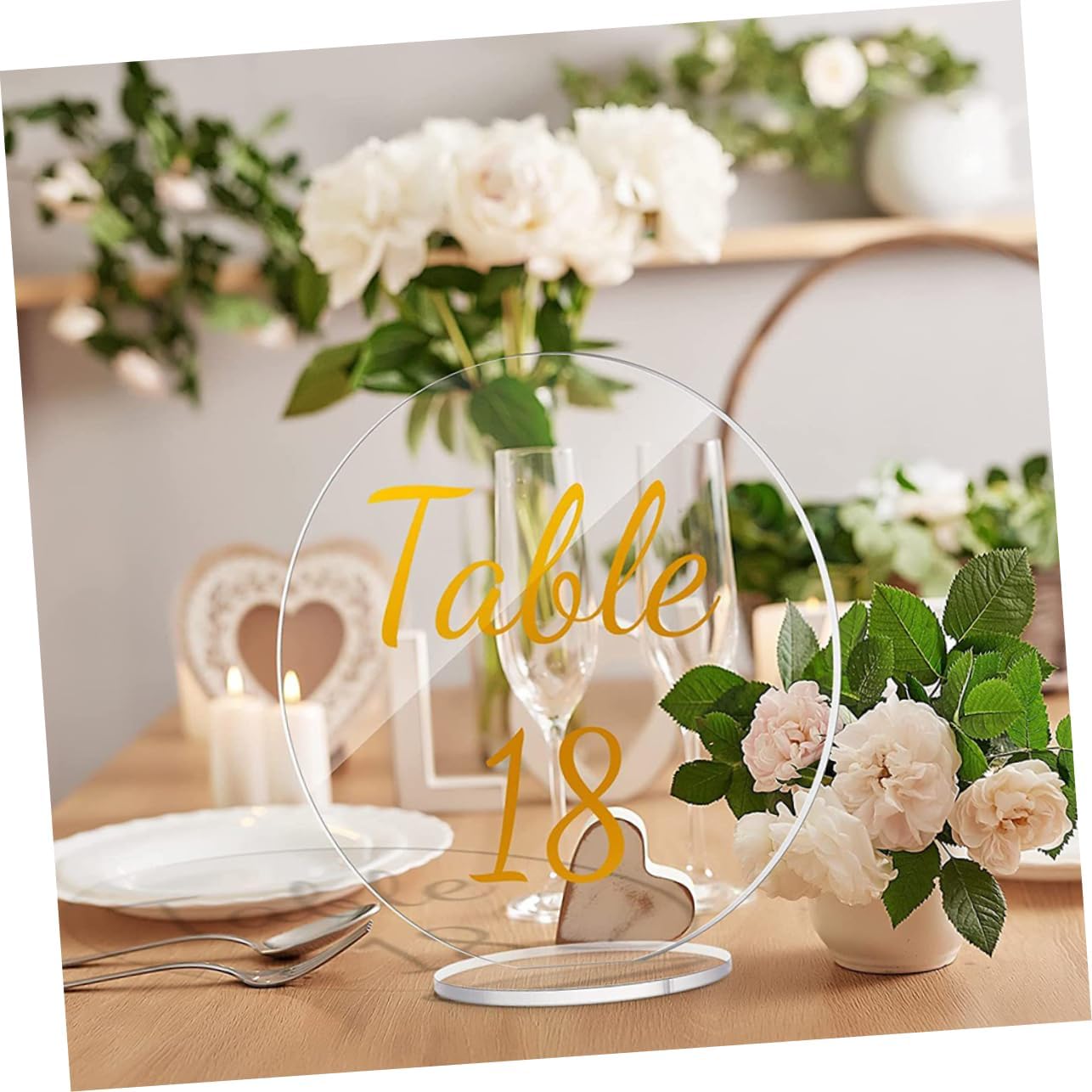 Cabilock 15sets Clear Acrylic Round Blank Place Cards Stands for Weddings Birthdays Anniversaries Modern Tabletop Display Signs for Guest Names and Menus