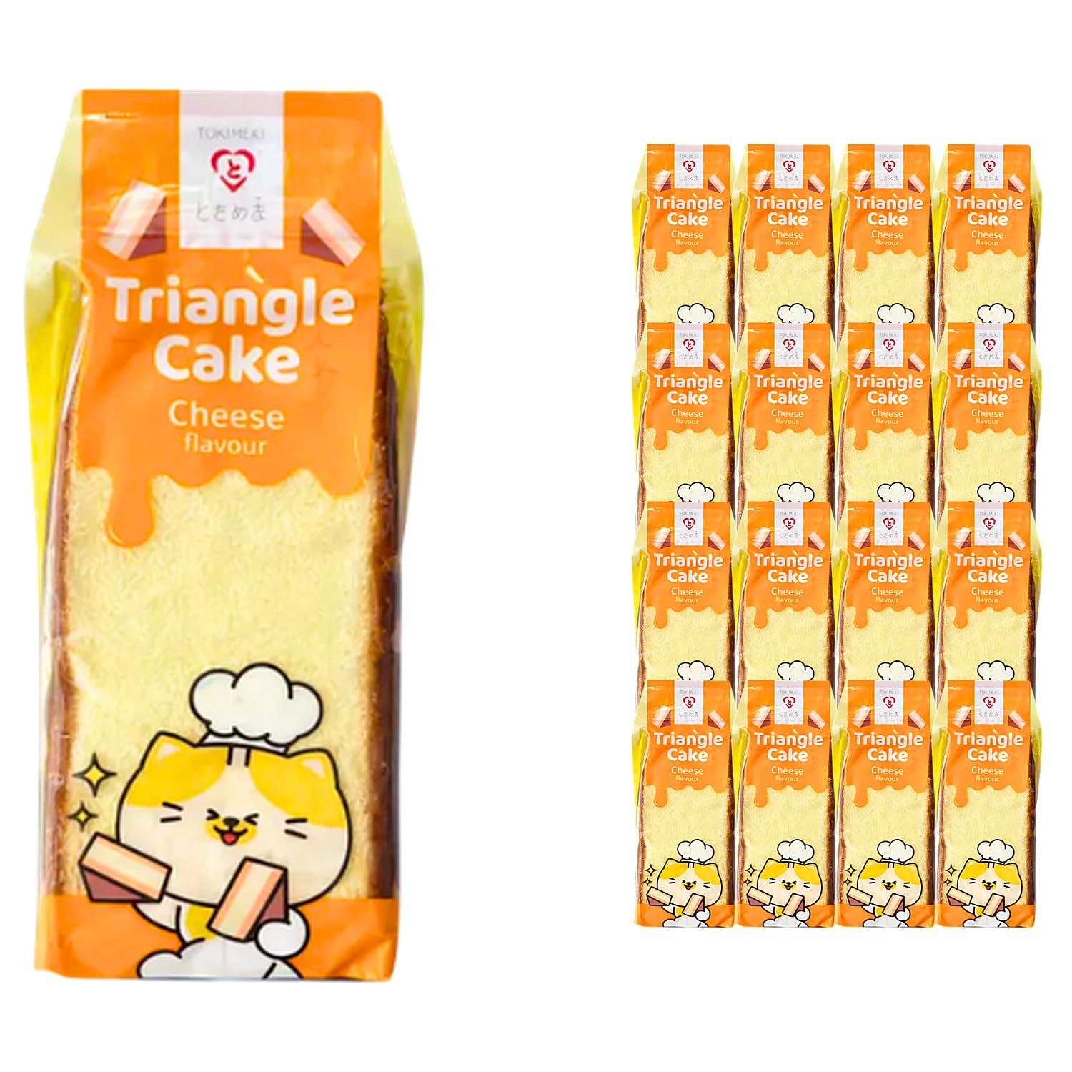 TOKIMEKI Triangle Sponge Cake Käse 90g | japanischer Biskuitkuchen Softcake | asiatische Snacks Kuchen | Dessert Gebäck | 16er-Pack (16 x 90 g)