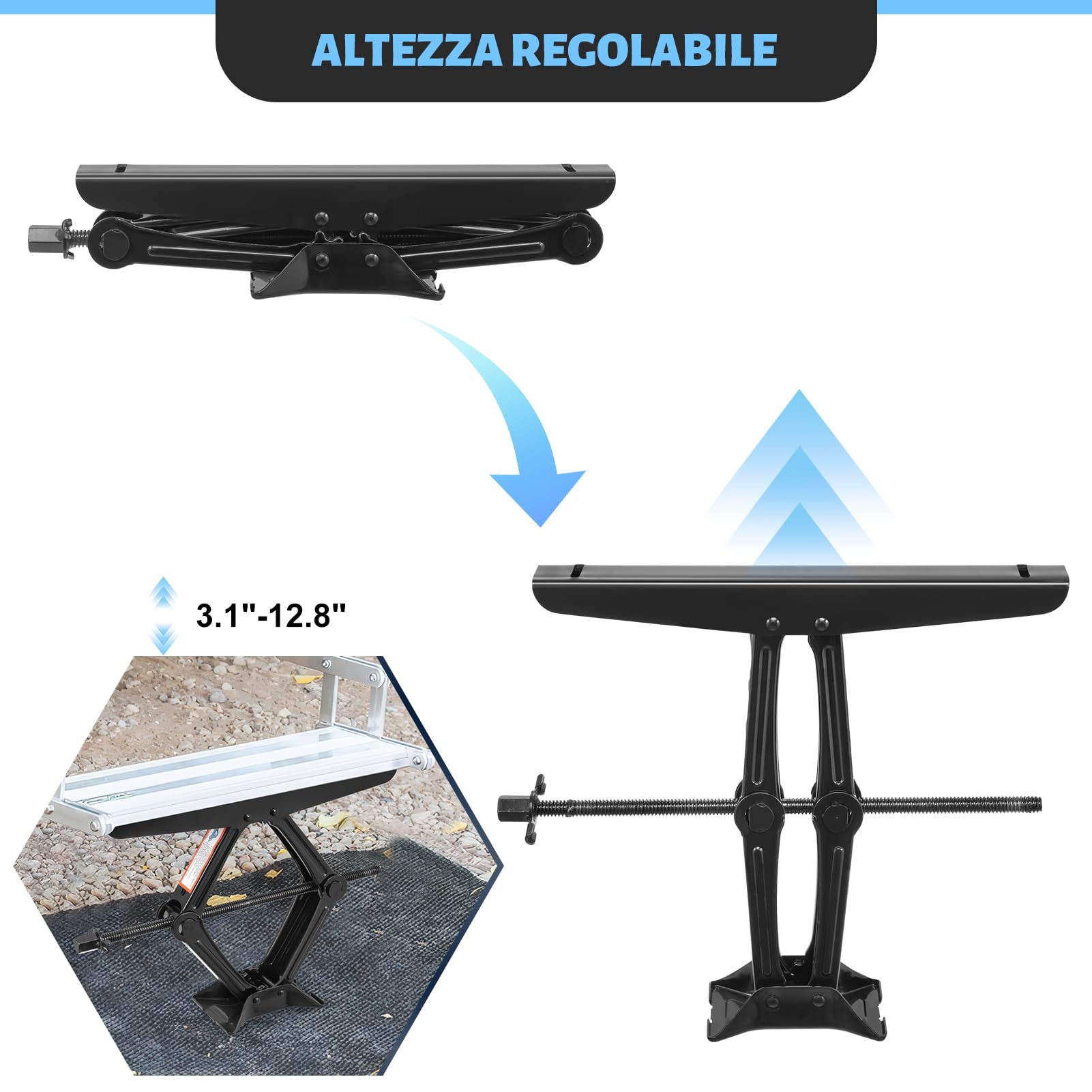 può Trasportare 200kg Kit Stabilizzatore Gradino per Camper, 3.1"-12.6" Regolabile in Altezza Stabilizzatore di Supporto per Gradini, Adatto per 5th Wheels RV, Trailer, Camper Step