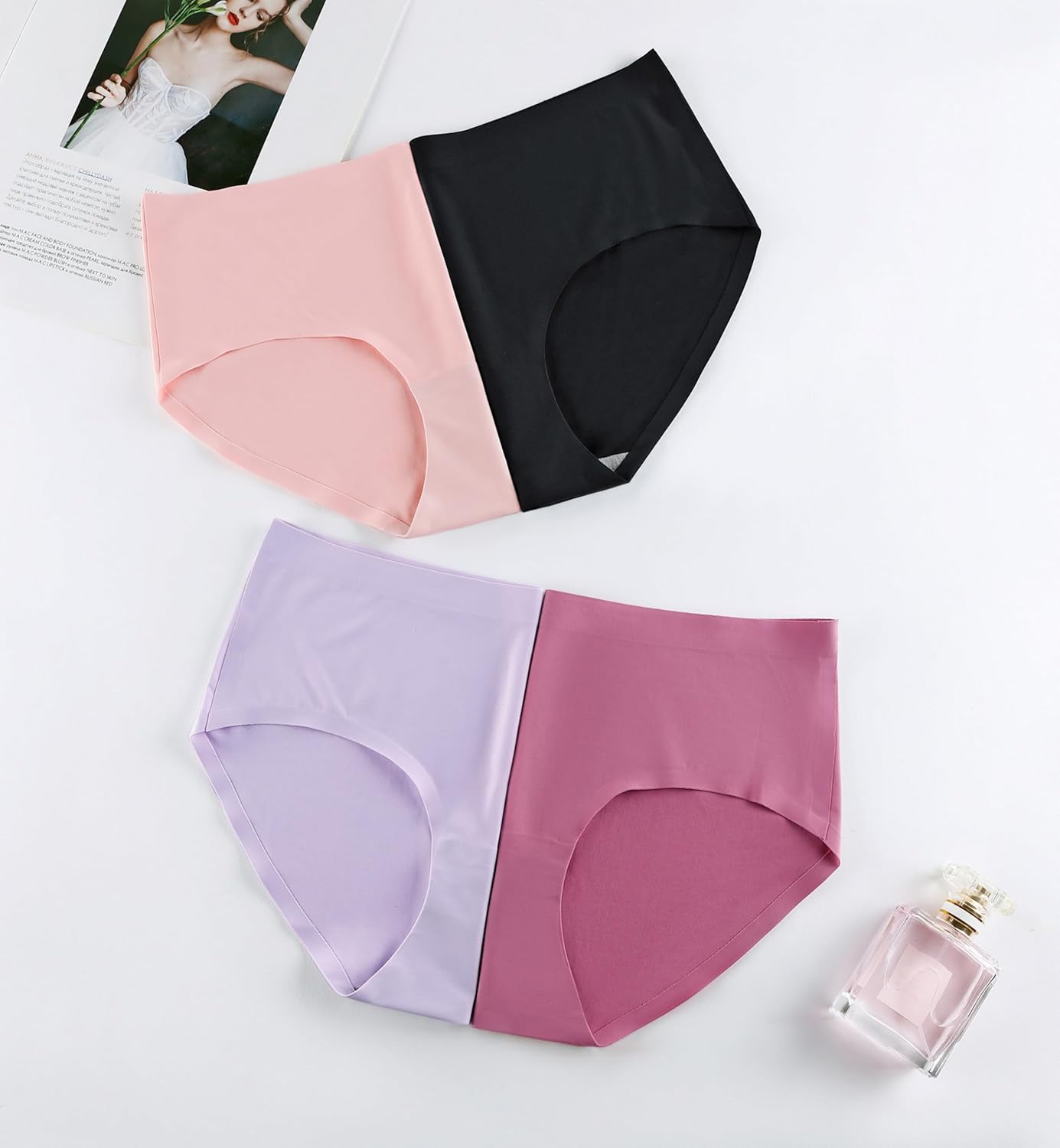 Seamless Underwear for Women No Show Panties for Women Mid Waist Hipster Breathable Full Coverage 5 Pack - Image 6