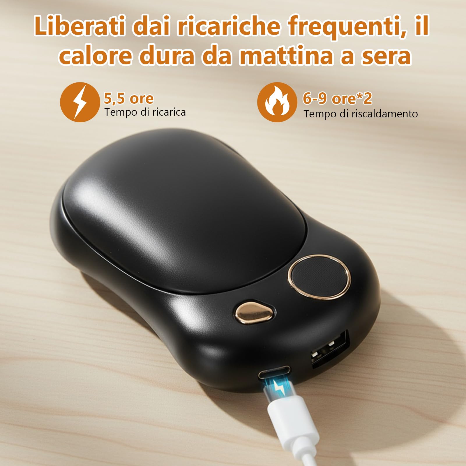 OKYUK Scaldamani Elettrico, 2 in 1 Scaldamani Magnetico Kann als Powerbank verwendet werden, Riutilizzabile, Calore con 3 Livelli, Perfetto per il campeggio e come regalo