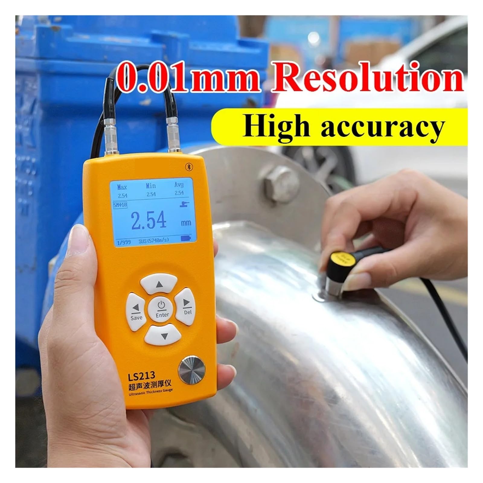 Probador del grueso del tubo del indicador de espesor ultrasónico LS213 0-350m m | For pared Tubo de metal Caucho Plástico Medida 0,8 ~ 100 mm