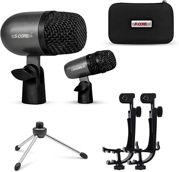 5 CORE Tabla Mic Indian Instrument Microphone Set for Bayan & Dayan Dholak Uni-Directional Mridangam Microfono for Recording Live Stage Temple & Classroom - Tabla MIC BLK