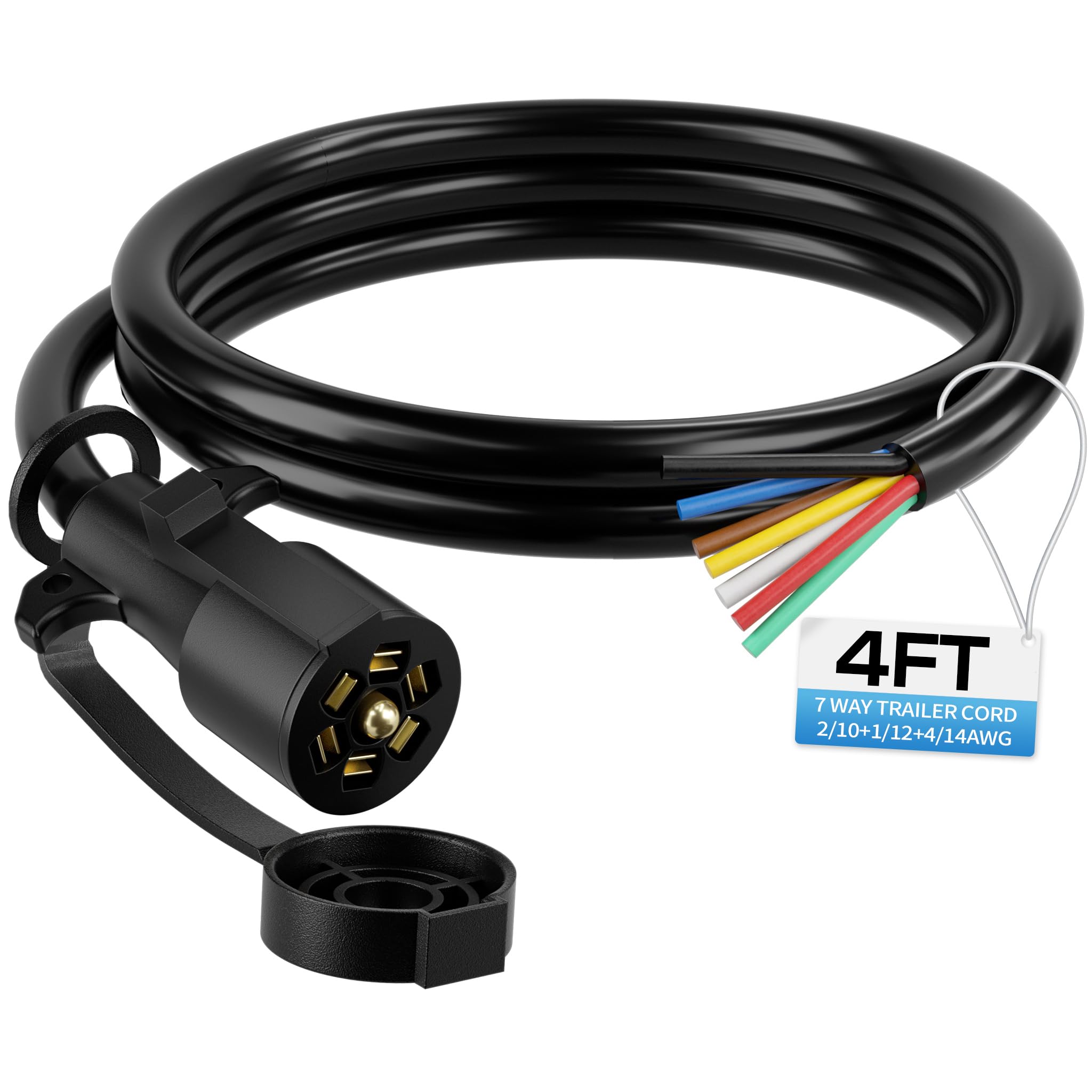 Photo 1 of Deluwire 4FT 7 Pin Trailer Plug Wiring Harness