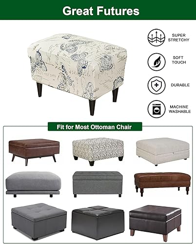 Miniatura 6 de CRFATOP Funda impresa para silla otomana grande, fundas elásticas para silla otomana rectangular, funda para taburete de almacenamiento, funda
