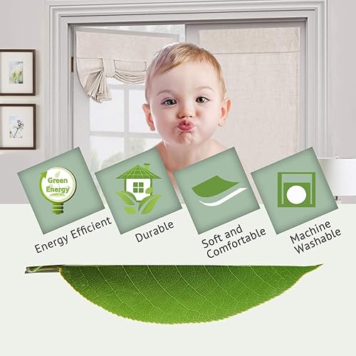 Miniatura 7 de Cortina para puerta de mezcla de lino natural, intimidad, puerta francesa, filtro de luz, para ventana o puerta, para salida al patio, para dar