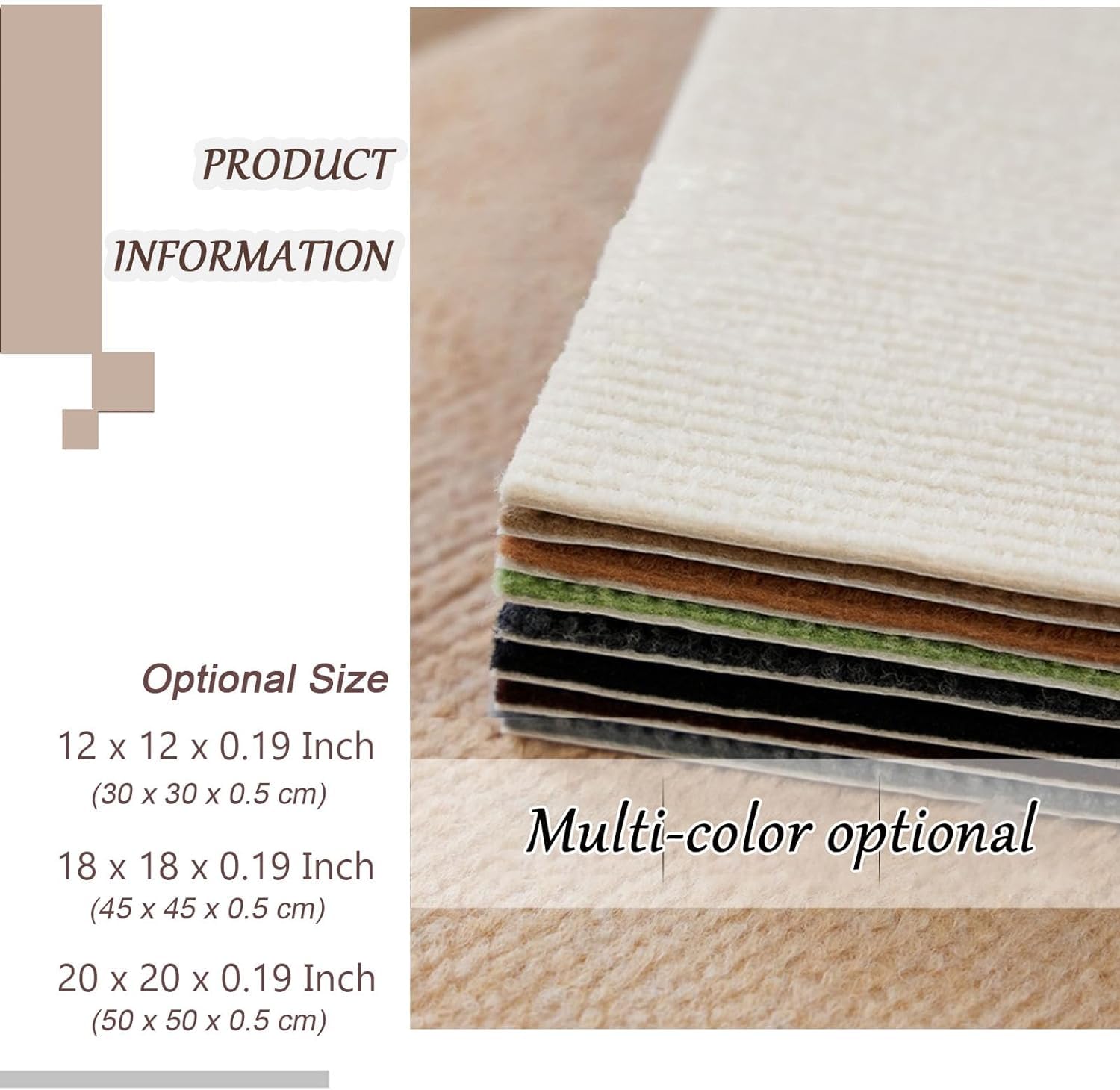 Dalles de Moquette Auto-adhésives for la Maison, 11,8x11,8 Pouces, à décoller et à Coller, lavables, faciles à bricoler, durables, 48 ​​pièces(Beige)