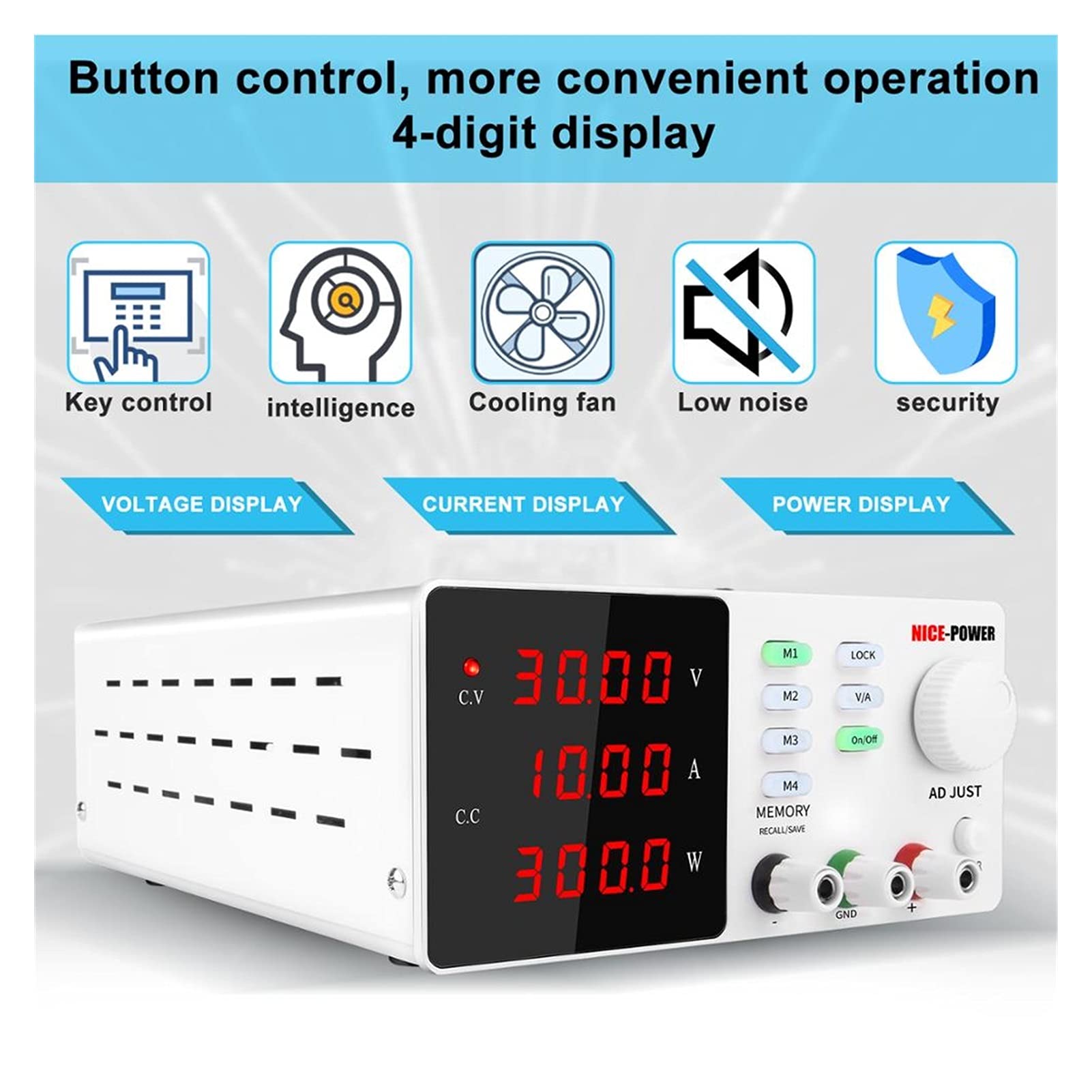 Fuente de Alimentación 3 0v 10a 60v 5a Programable corriente continua Fuente de alimentación Ajustable Función memoria alta precisión Cambio la fuente regulada(120V 3A,U-K)