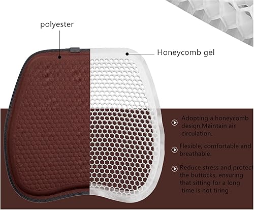 Miniatura 3 de Cojín de asiento de gel, cojín de asiento de enfriamiento con funda antideslizante, cojín de asiento de gel con diseño de panal transpirable, para