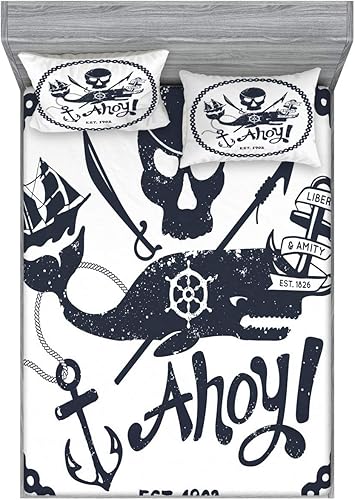 Miniatura 76 de Ambesonne Juego de sábanas bajeras y fundas de almohada de los años 90, patrón geométrico en estilo retro, formas redondas de triángulo de media