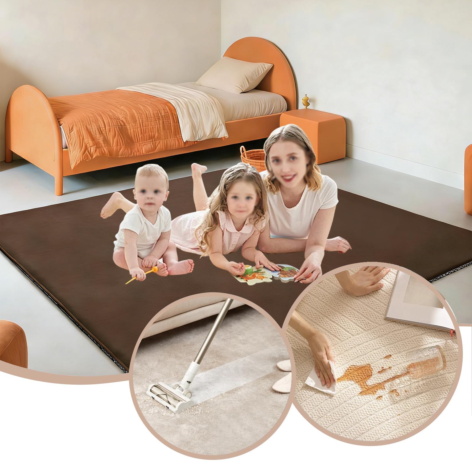 Krabbelmatte Baby Faltbar Spielmatte Kinder Spieldecke 120 x 180 cm, Kinderteppich 3cm Krabbeldecke Für Baby, Spielteppich, Bodenmatte Kinder, Babymatte Kindermatte Braun